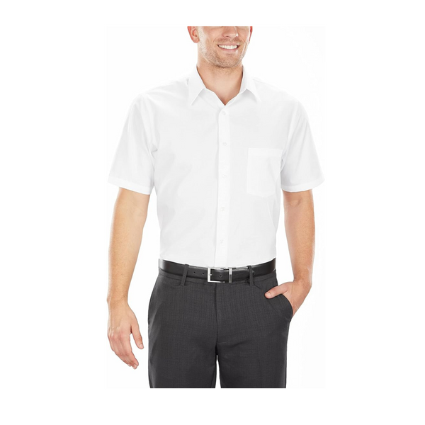 Van Heusen Men’s Short Sleeve Regular Fit Poplin Solid Dress Shirt