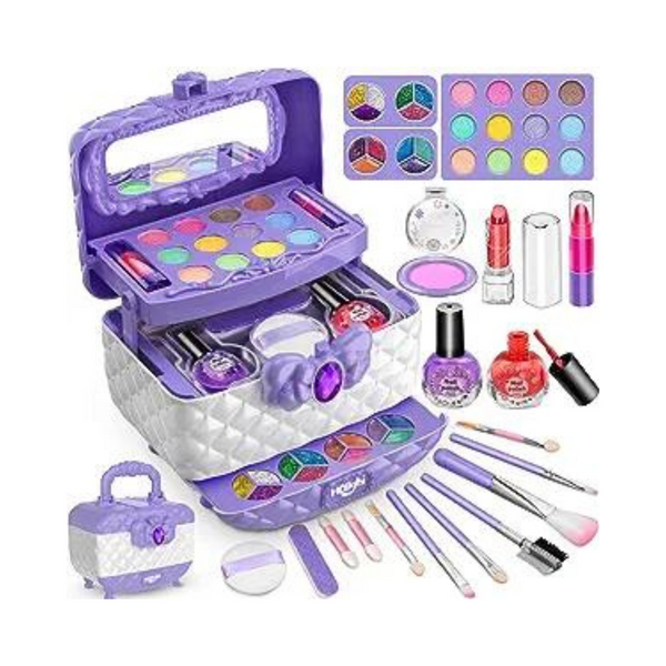 Hollyhi Washable Makeup Set Toy with Real Cosmetic Case