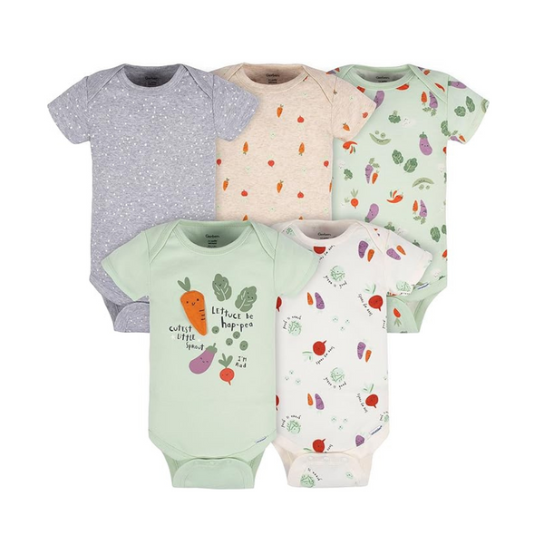 Gerber baby-girls 5-pack Short Sleeve Variety Onesies Bodysuits (0-9 Months)