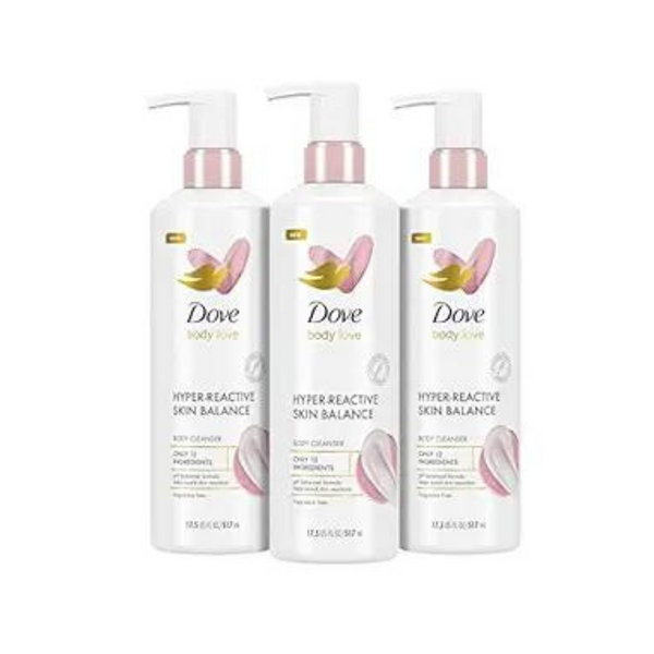 3 Count Dove Body Love Body Cleanser for Reaction-Prone Skin