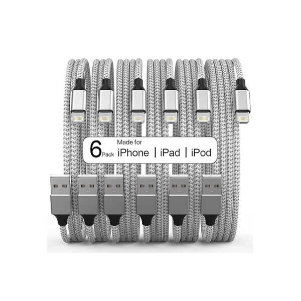 6-Pack Apple iPhone Charger Cable (3/3/6/6/6/10ft)