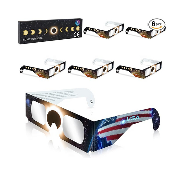 6-Pack Biniki Solar Eclipse Glasses Approved 2024 CE & ISO Certified