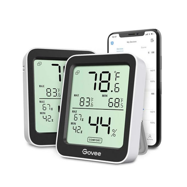 2-Pack Govee Indoor Hygrometer Thermometer with Large LCD Display