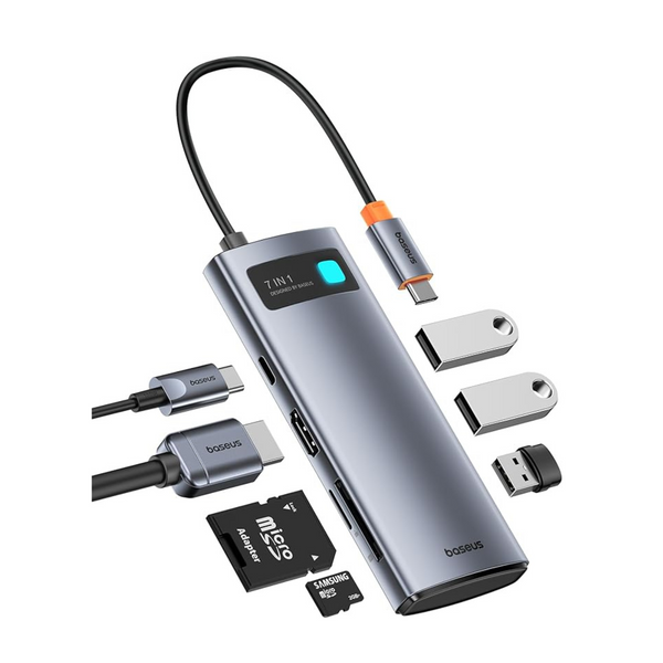 Baseus 7 in 1 USB C Hub Multiport Adapter with 4K 60Hz Hdmi