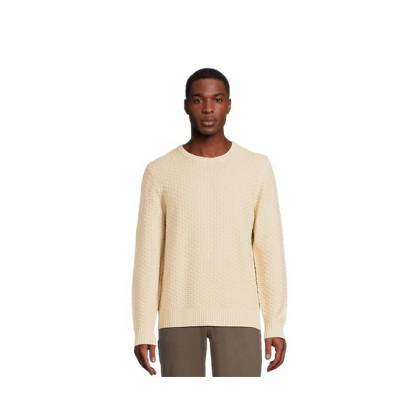 George Men's Basket Stitch Crewneck Sweater with Long Sleeves