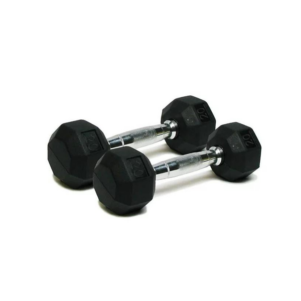 20-Lbs Well-Fit Rubber and Cast Iron Hex Dumbbells (Pair)