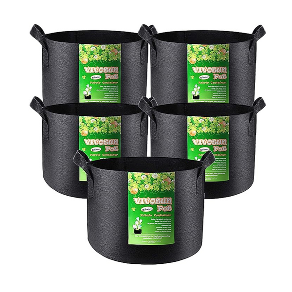 5-Pack Vivosun Heavy Duty 25 Gallon Plant Grow Bags with Handles