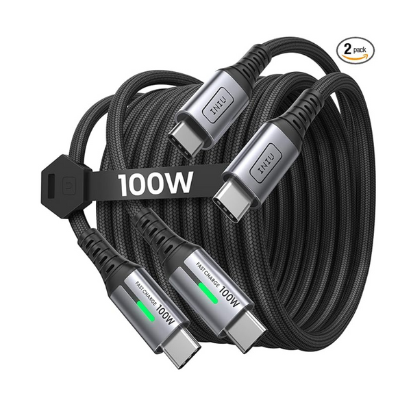 2-Pack Iniu 100W Pd 5A Qc 4.0 Fast Charging USB-C to Usb-C Cable