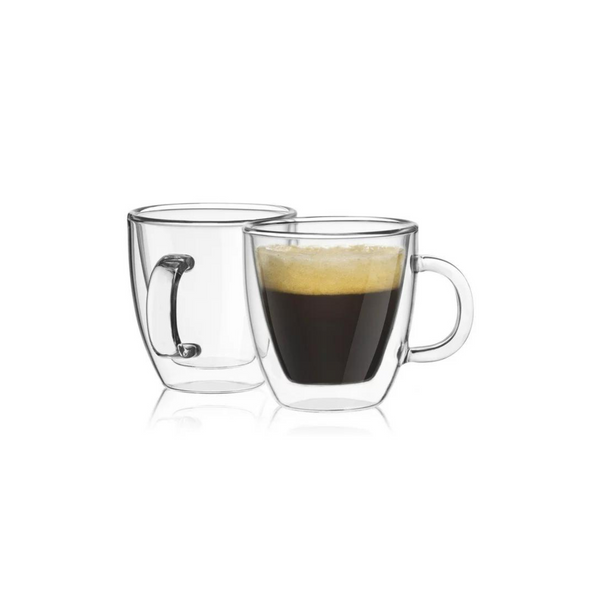 Set of 2 JoyJolt 5.4oz Savor Double Wall Insulated Glasses Coffee Mugs