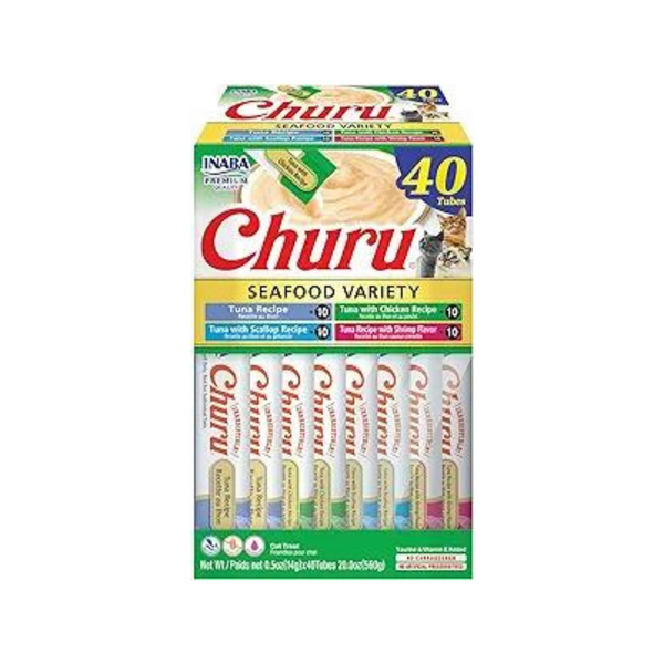 40-count INABA Churu Cat Treats (Tuna & Seafood Variety Box)