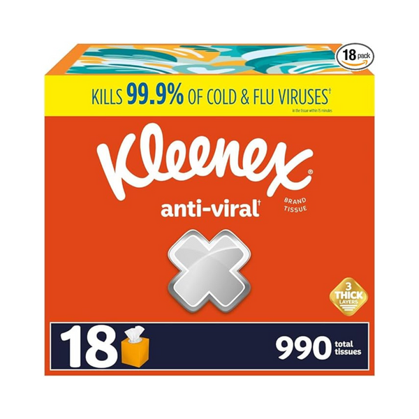 72 Cube Boxes Of 55 Kleenex 3-Ply Anti-Viral Facial Tissues