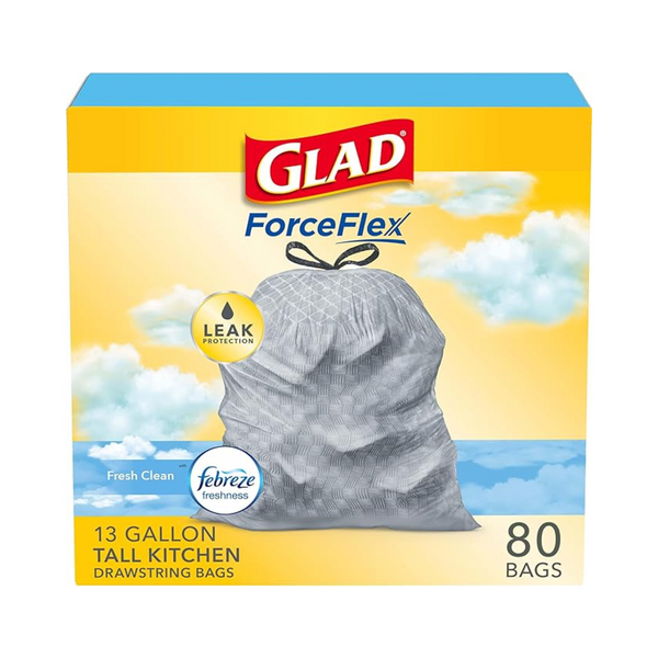 80-Count Glad ForceFlex Tall Kitchen Drawstring Trash Bags (Febreze)