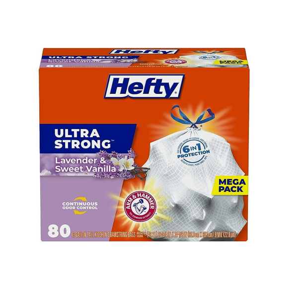 Hefty 80 13 Gallon Ultra Strong Tall Scented Kitchen Trash Bags