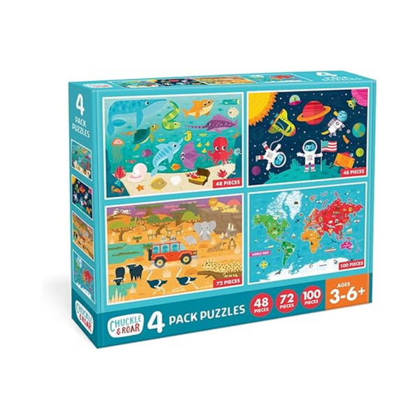 Chuckle & Roar Space, Ocean, Safari, World Map Puzzles