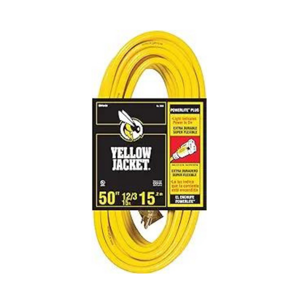 50' Yellow Jacket 12/3 Heavy-Duty 15-Amp Sjtw Extension Cord