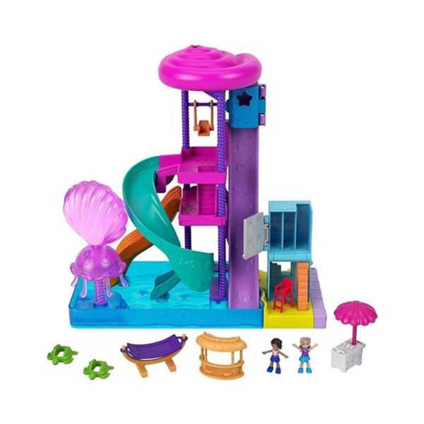 Polly Pocket Pollyville Super Slidin' Water Park w/2 Dolls & Accessories