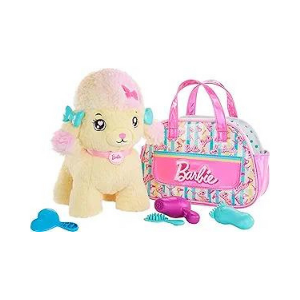 Barbie Stuffed Animals Hairdresser Poodle With Themed Purse Playset