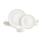 Malacasa Bone China Dinnerware Set with Gold Rim, 12 Piece Set, Service for 4