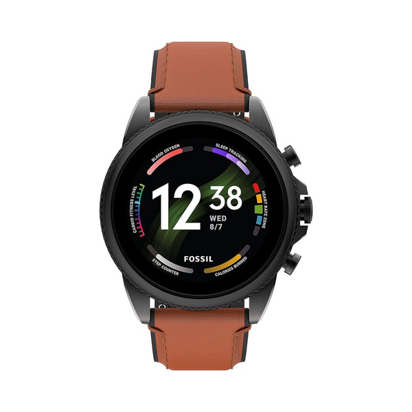 Fossil Unisex Gen 6 44mm Stainless Steel and Leather Smart Watch