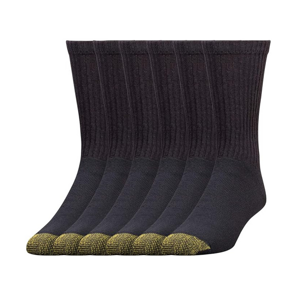 Goldtoe Men’s Cotton Crew Athletic Socks, 6-pairs