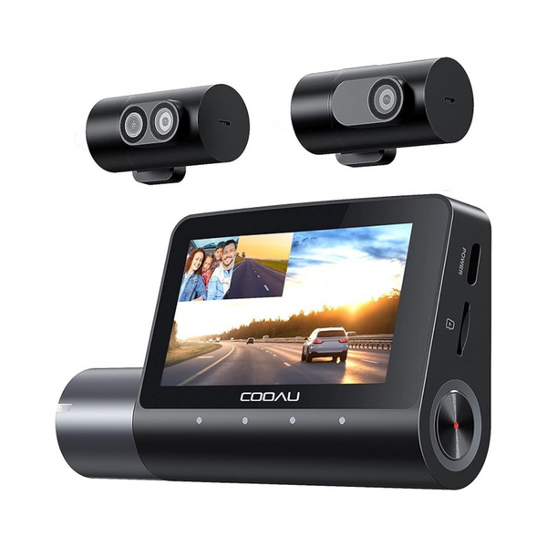 Cooau 2.5K+1080P+1080P 3-Channel Build-in GPS Wi-Fi Car Dash Camera