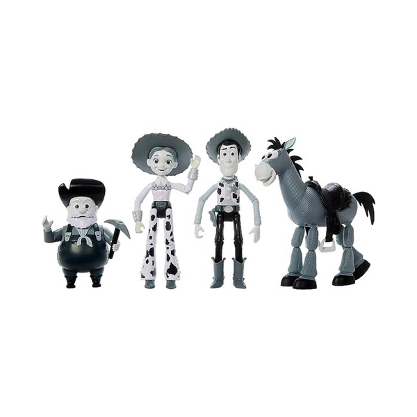 4-Figure 7" Mattel Disney Pixar's Toy Story Woody's Roundup Pack (Black & White)