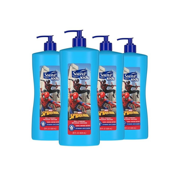 4 Suave Kids 3 in 1 Shampoo Conditioner Body Wash