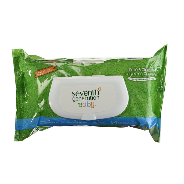 64-Count Seventh Generation Unscented Free and Clear Baby Wipes