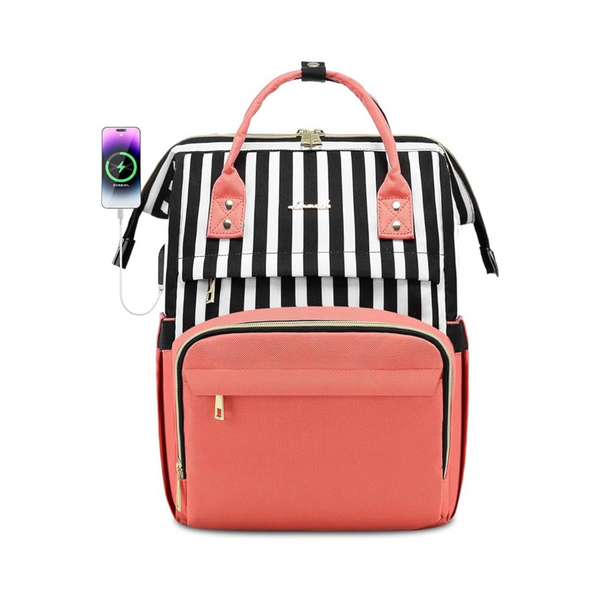 Lovevook Women's 15.6" Stripe Pink Laptop Backpack