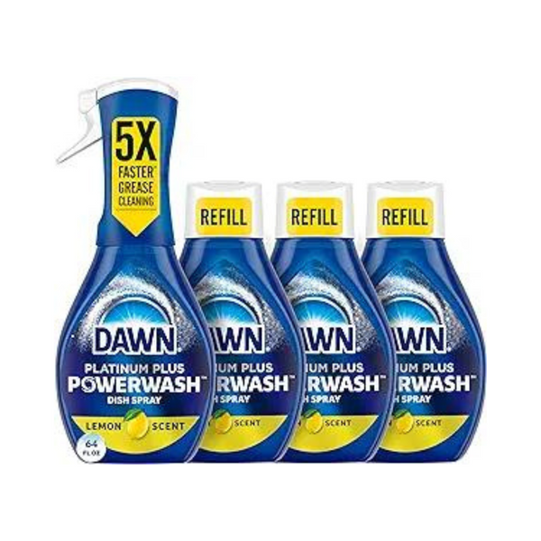 Dawn Platinum Powerwash Dish Spray Dish Soap, Lemon Scent Refill, 1 Starter Kit + 3 Refills