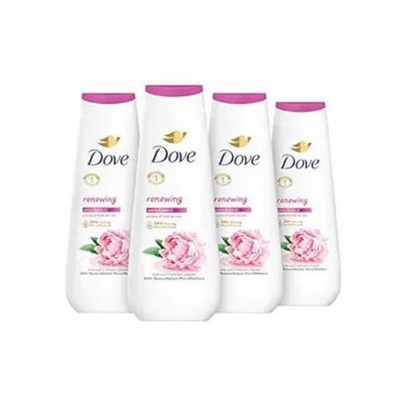 4 Bottles Dove Body Wash Renewing Peony and Rose Oil