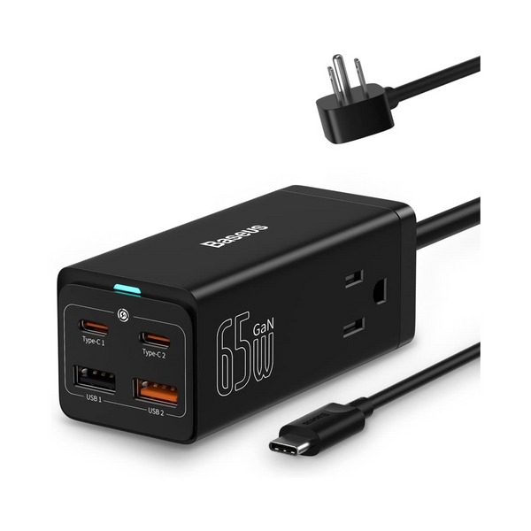 Baseus 65W USB-C GaN III Wall Charger w/ 2x USB-C Ports + 2x USB-A Ports