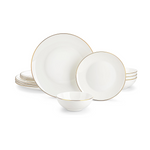 Malacasa Bone China Dinnerware Set with Gold Rim, 12 Piece Set, Service for 4