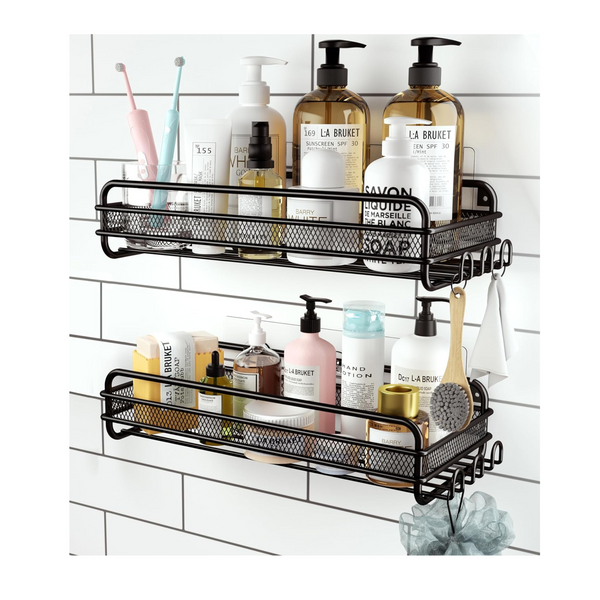 2-Pack Bathroom Organizer Suction Storage Shelves Rack