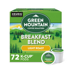 72 Count Green Mountain Coffee Roasters Breakfast Blend Single-Serve Keurig K-Cup Pods, Light Roast