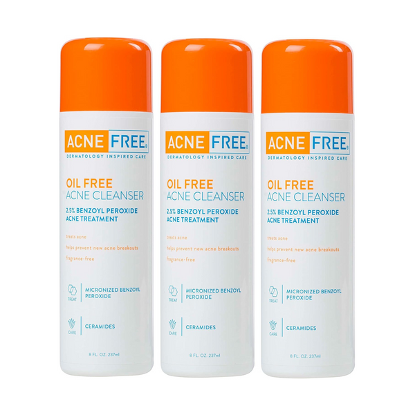 3-Pack 8-Oz AcneFree Oil-Free 2.5% Benzoyl Peroxide Acne Cleanser