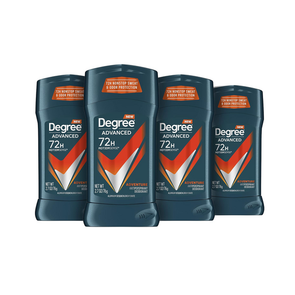 4 Pack Of Degree Men’s 72-Hour Antiperspirant Deodorant Adventure Sticks