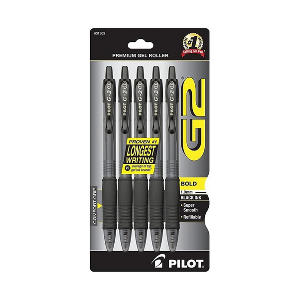 5-Pack Pilot G2 Premium Refillable & Retractable Rolling Ball Gel Pens