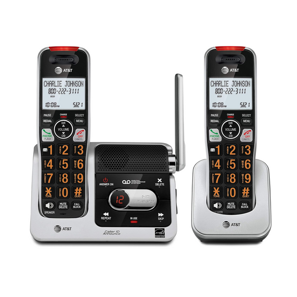 AT&T 2-Handset Cordless Phone for Home with Answering Machine