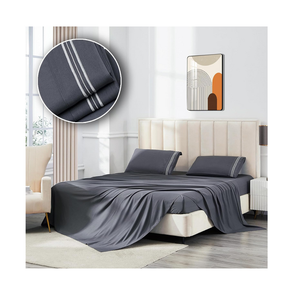 4-Piece Wodfamy Microfiber King Sheet Set