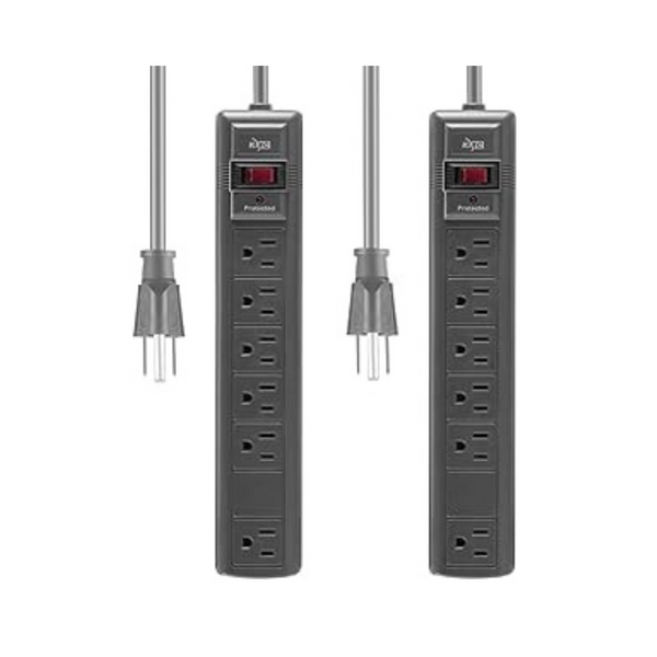 2 Pack Of KMC 6-Outlet Surge Protector Power Strips