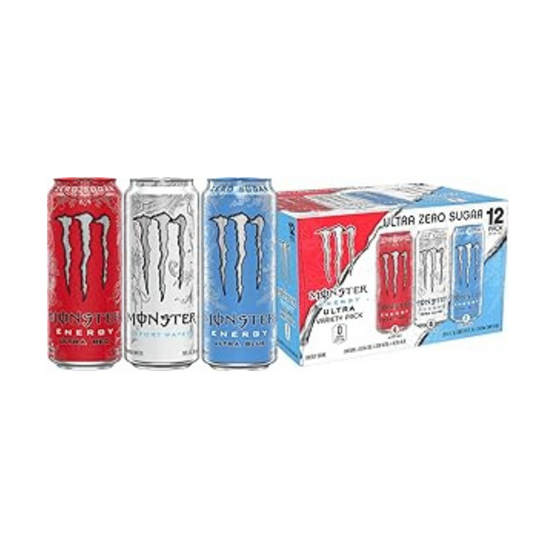 12-Pk 16-Oz Monster Energy Ultra Sugar Free Energy Drink (3 Flavor Variety Pack)