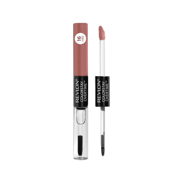 Revlon ColorStay Overtime Lipcolor, Dual Ended Longwearing Liquid Lipstick with Clear Lip Gloss (5 Colors)