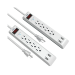 2-Pack 4-Outlet Surge Protector Power Strip with 2.4A 2-Port USB Ports