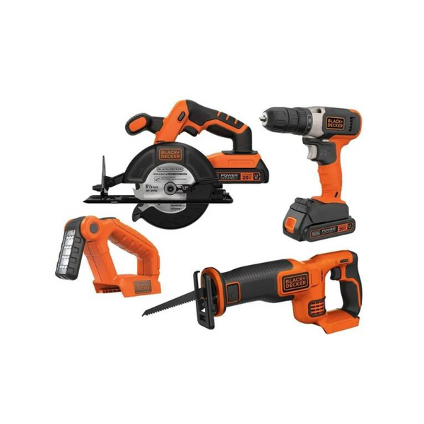 Black & Decker 20 Volt 4-Tool Kit (Drill, Circular Saw, Reciprocating Saw, and Work Light)