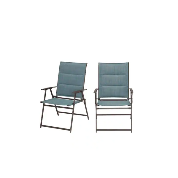 2-Pack Steel Padded Sling Folding Outdoor Patio Dining Chair