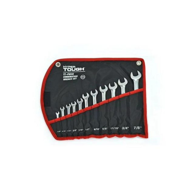 11-Piece Hyper Tough Chrome Vanadium Steel SAE Combination Wrench Set