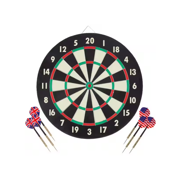 Trademark Dart Board Game Set With Six Brass Tipped Darts