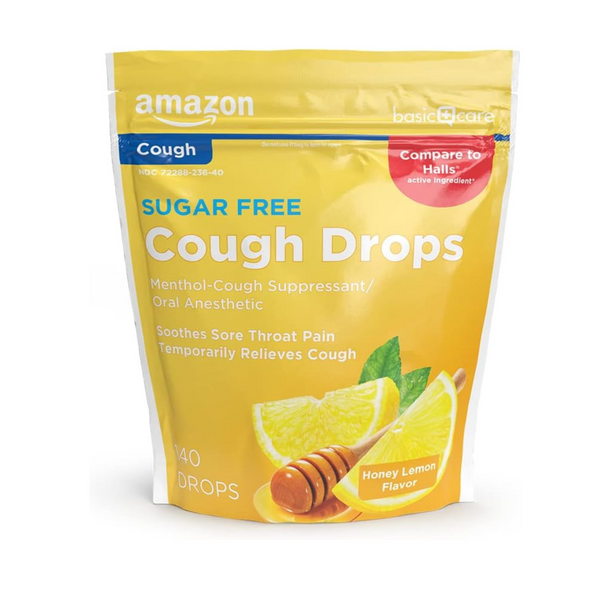 140 Amazon Basic Care Sugar Free Honey Lemon Cough Drops