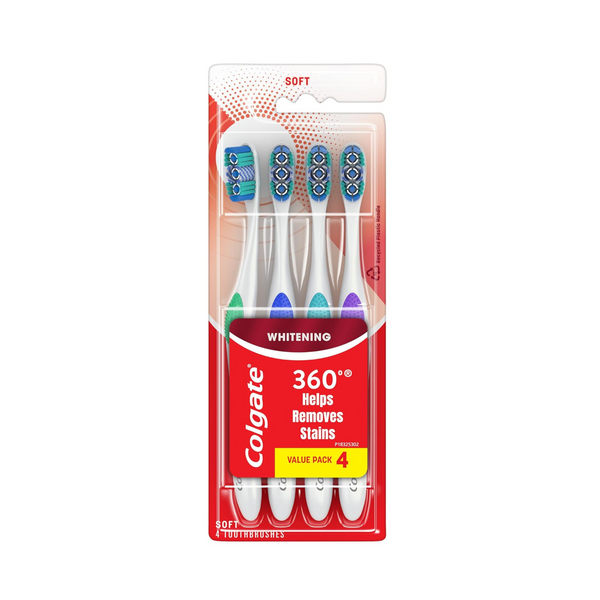 Pack of 4 Colgate 360 Optic White Whitening Toothbrush